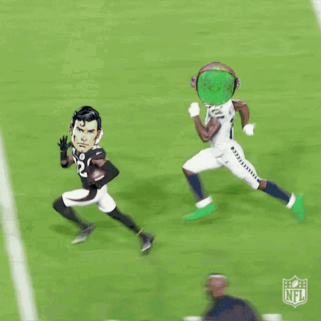 a football player is laying on the field with a nfl logo in the background