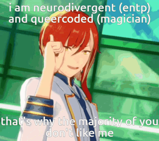 a picture of a girl giving a thumbs up with a caption that says i am neurodivergent and queercoded