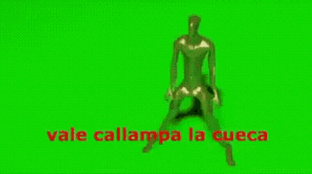 a green screen with the words vale callampa la cueca written in red