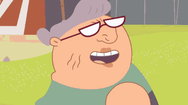 a cartoon drawing of a man with glasses and gray hair