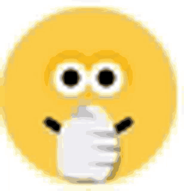 a yellow smiley face wearing a white mask on its face .