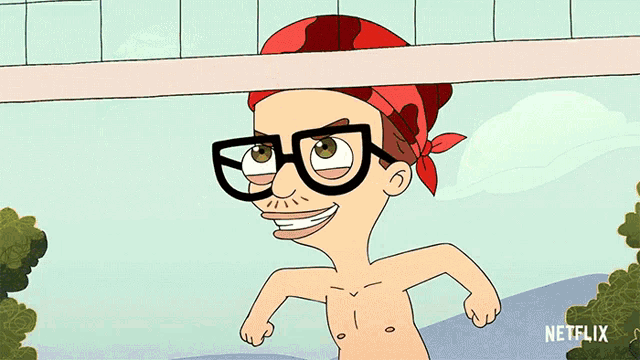 a cartoon of a man holding a volleyball with netflix written on the bottom right