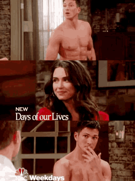 a poster for new days of our lives showing a man and a woman