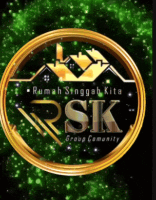 a logo for rumah singgah kita group community with a green background