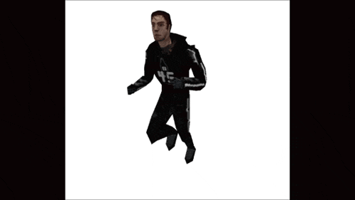 a man wearing a black shirt with the number 45 on it is running