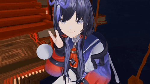 a girl with long black hair is holding a coca cola bottle in her hand