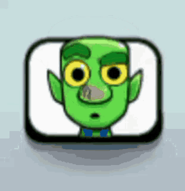 a cartoon of a green monster with big yellow eyes and a bow tie on a white background .