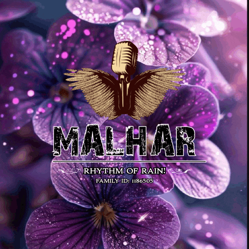 a picture of purple flowers with the name malhar