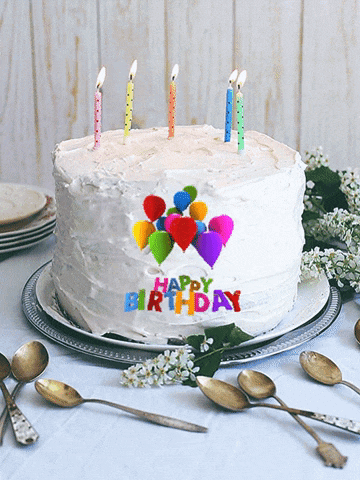 a birthday cake with candles and the words happy birthday