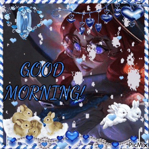 a picture of a girl with the words good morning