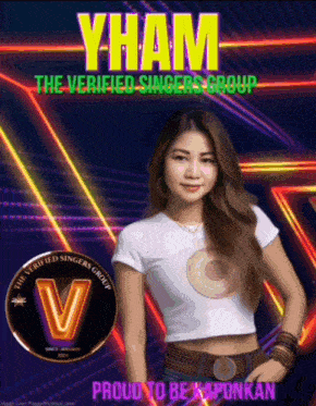 a poster for yham the verified singers group with a woman
