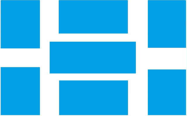 a collage of blue squares with a white line between them