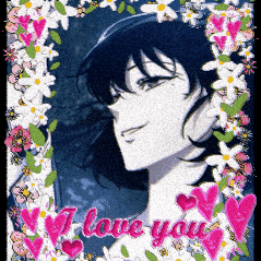 a picture of a girl with the words i love you on it