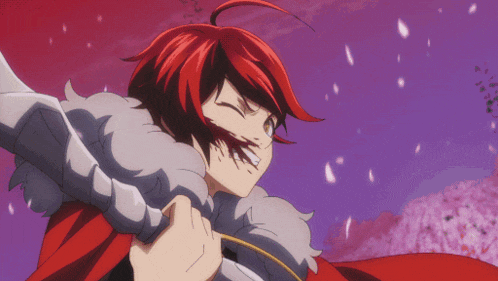a red haired anime character with a sword in his hand
