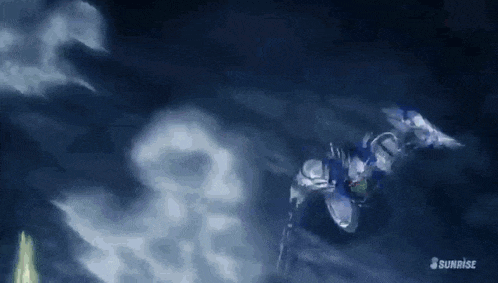 a robot is flying through the air in a dark room .