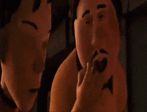 a group of cartoon characters are sitting in a diner talking to each other .