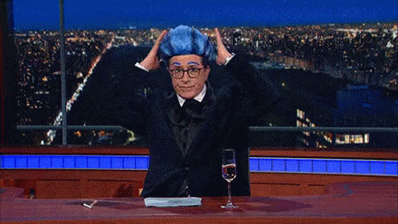Cheers GIF - Crazy Hair Stephen Colbert Cheers GIFs