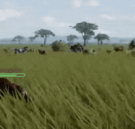 a video game is being played in a grassy field with a green arrow pointing to the player 's health
