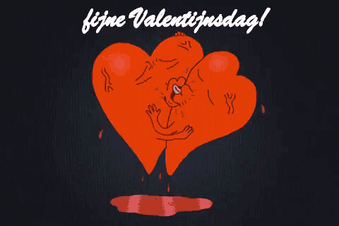 a valentine 's day greeting card with two hearts kissing