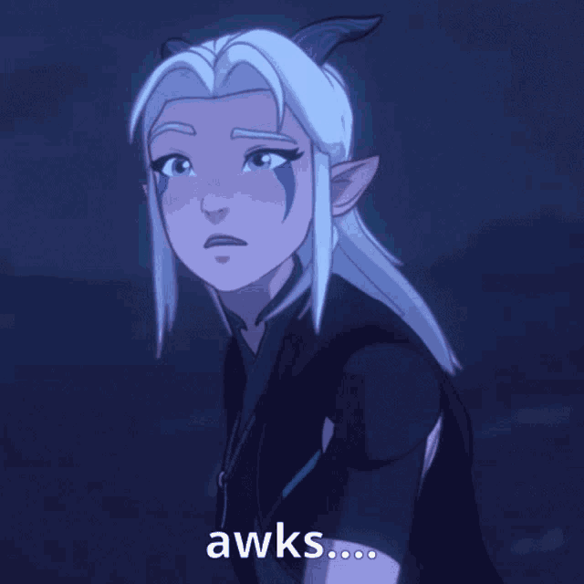 a picture of a cartoon character with the words awks written below her