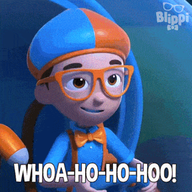 a cartoon character from blippi says whoa-ho-ho-hoo