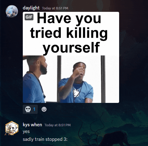 a screenshot of a conversation between daylight and kys when