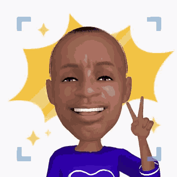 a caricature of a man giving a peace sign