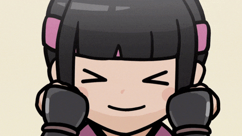 a cartoon of a girl with her eyes closed and a smile on her face