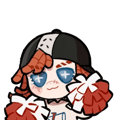 a cartoon drawing of a girl wearing a baseball cap and cheerleader pom poms