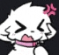 a white rabbit with a pink collar and a pink bow on its head is making a funny face .