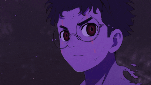 a cartoon character with purple hair and red eyes says " i thought i told you "