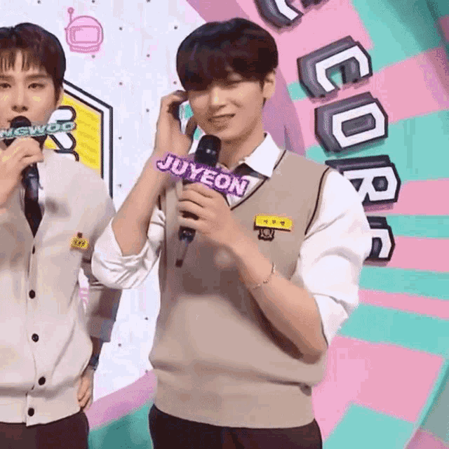 a man with a name tag that says juyeon on it
