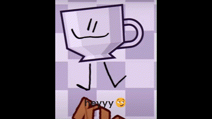 a cartoon drawing of a cup with a face and legs is standing next to a cookie .