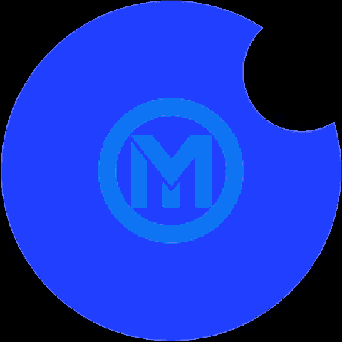 a blue circle with the letter m in the middle