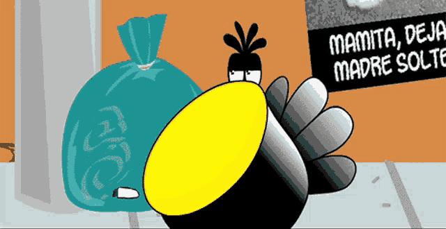 a cartoon bird is standing next to a sign that says mamita
