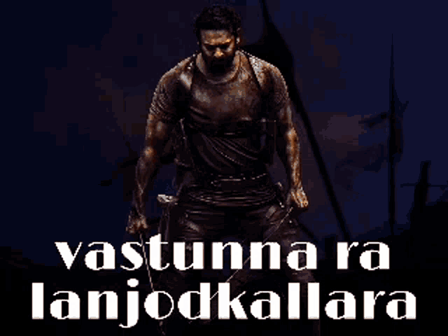 a poster of a man holding a sword with the words vastunna ra lanjodkallara below him