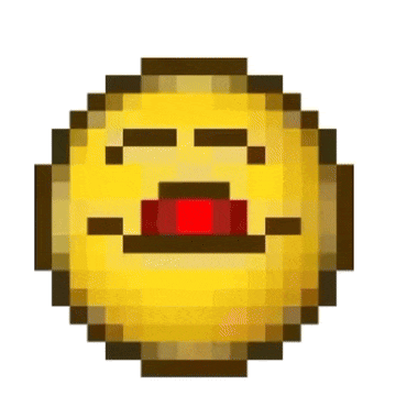 a pixel art smiley face with a red tongue sticking out