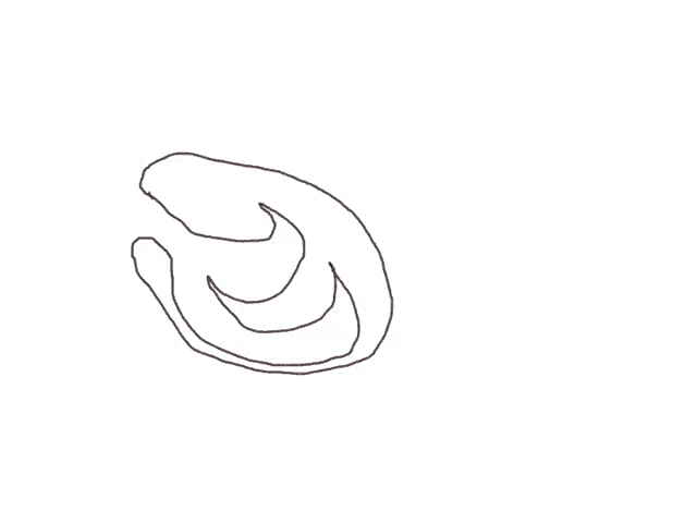 a drawing of a person 's hand with a circle around it