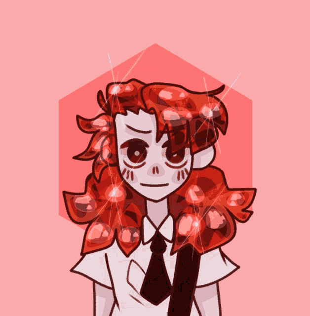 a cartoon drawing of a girl with red hair and a tie