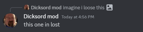 a screenshot of a discord conversation between dicksord mod and dicksord mod today at 4:56 pm