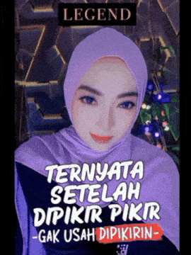 a woman wearing a purple hijab with legend written on the bottom