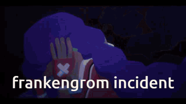 a cartoon of a person wearing a mask with the words frankengrom incident below them