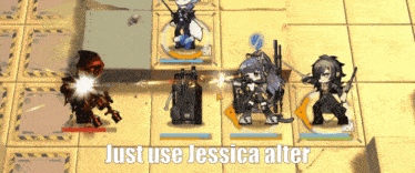 a video game with the words just use jessica alter on the bottom