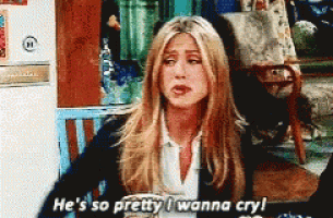 a woman says he 's so pretty i wanna cry !