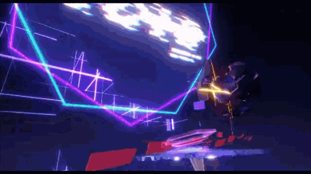 a computer generated image that looks like a video game with a purple background
