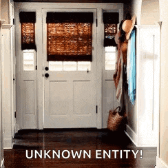 a picture of a hallway with a white door and the words `` unknown entity '' above it .