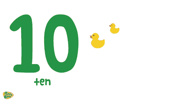 the number ten is surrounded by rubber ducks and a bear