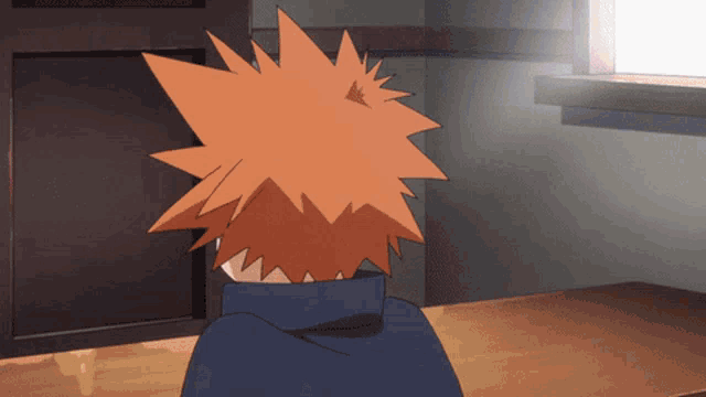 a drawing of a person with orange hair