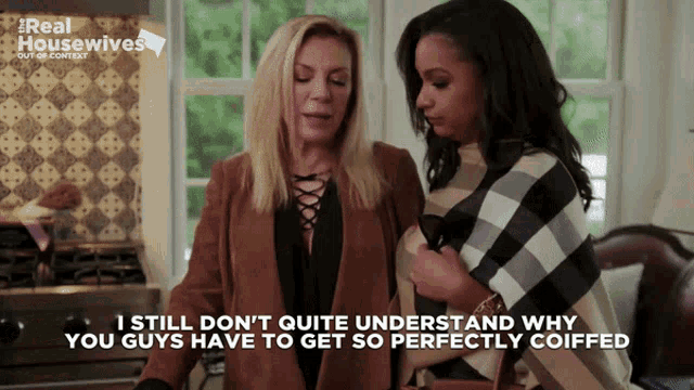 two women standing next to each other with the words i still don 't quite understand why you guys