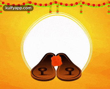 a picture of a pair of sandals with a flower on a yellow background